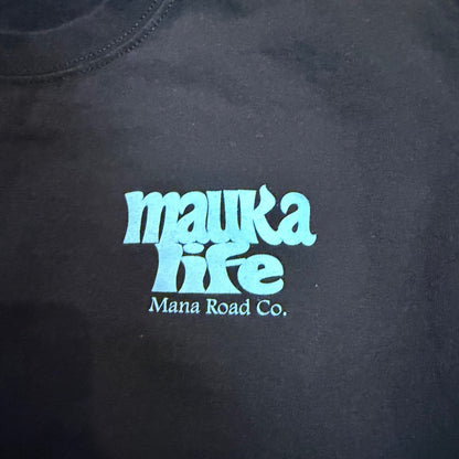 Mana Road Co Mauka Life Graphic T-Shirt Black Small Hawaii Surf Tee
