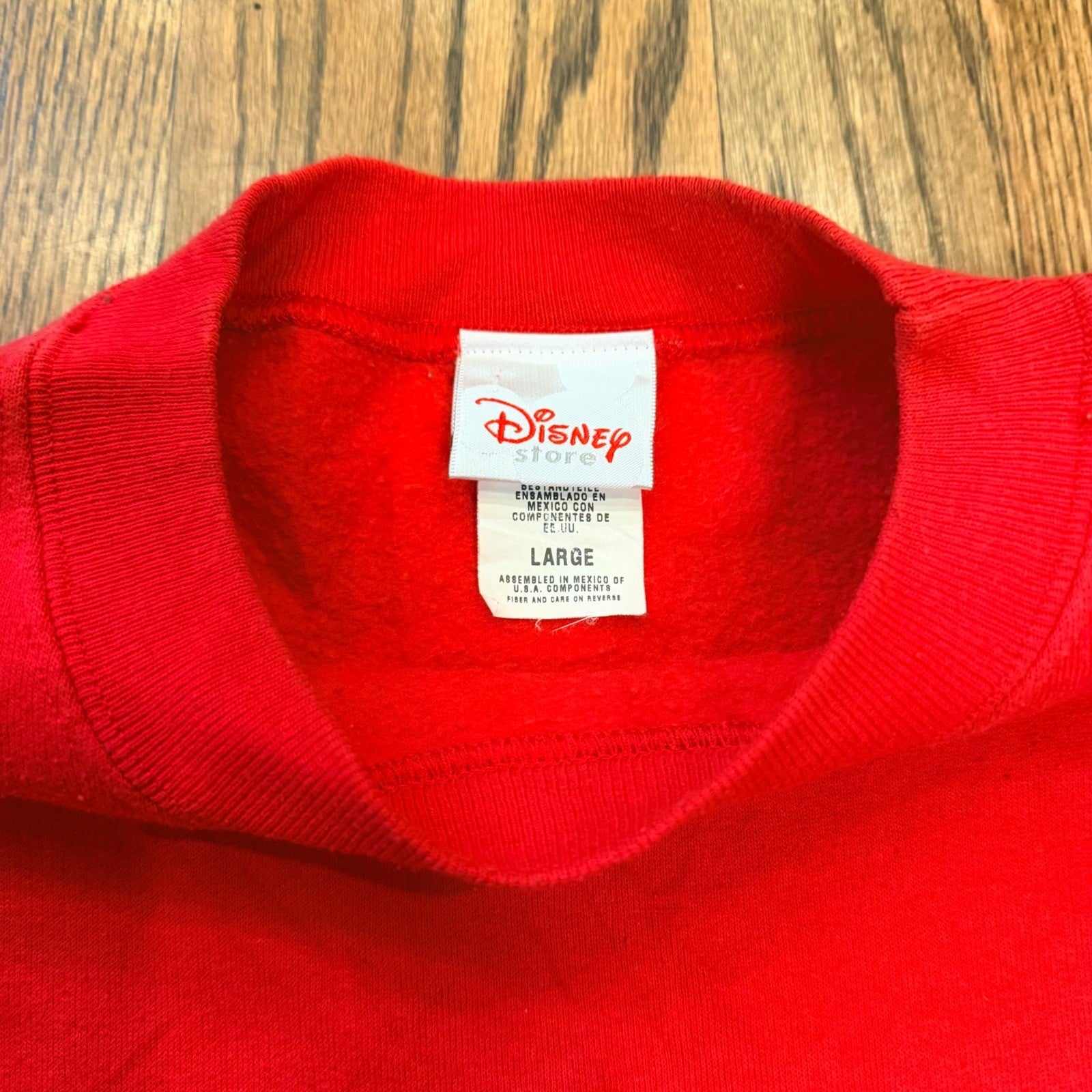 Official Disney Store Mickey Mouse Graphic Sweatshirt Embroidered Large Red