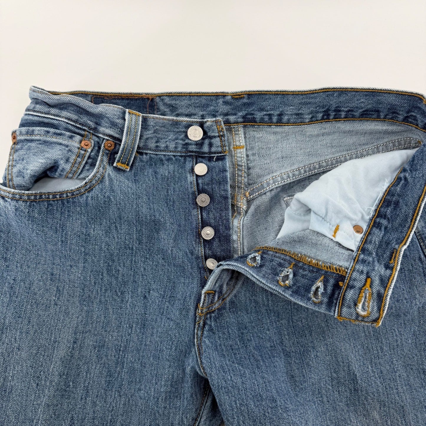 Levi's 501 Original Fit Straight Leg Button Fly Jeans 34x29 Blue Medium Wash