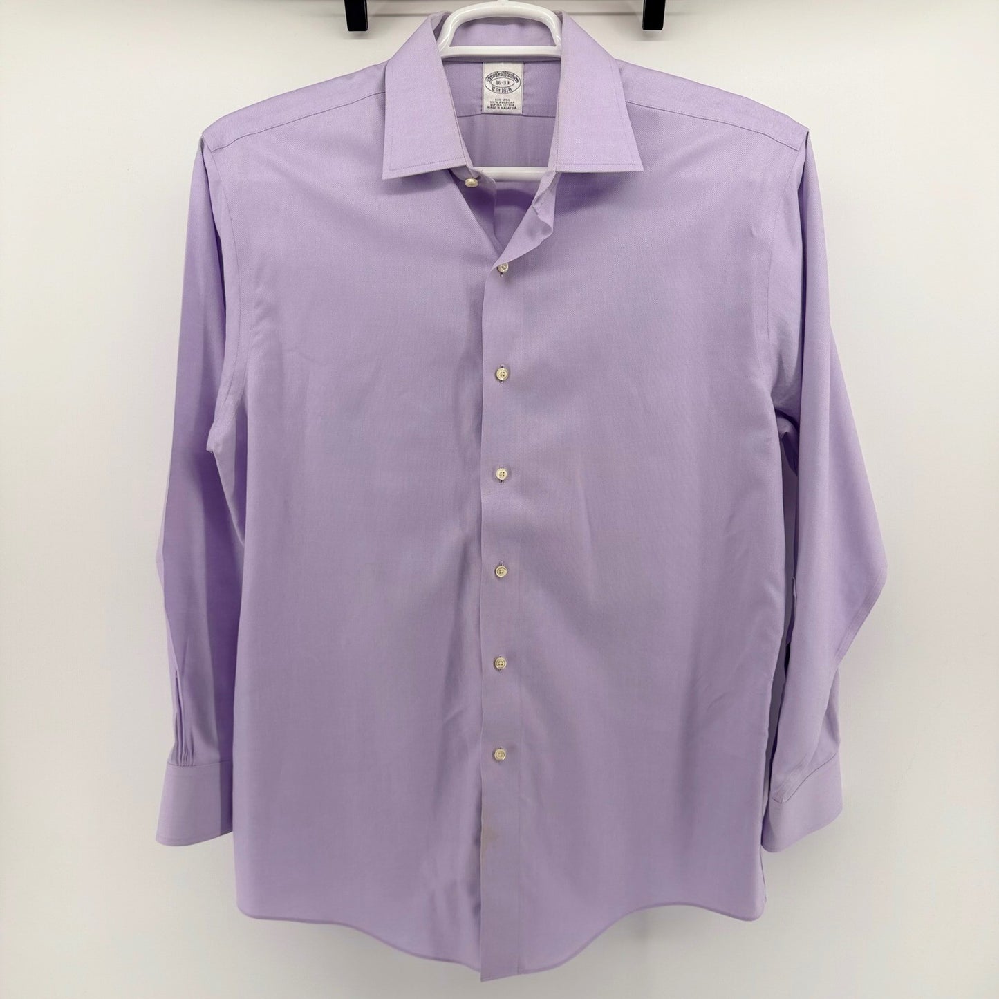 Brooks Brothers Non-Iron Dress Shirt Supima Cotton 16-33 Lavender Purple Mens