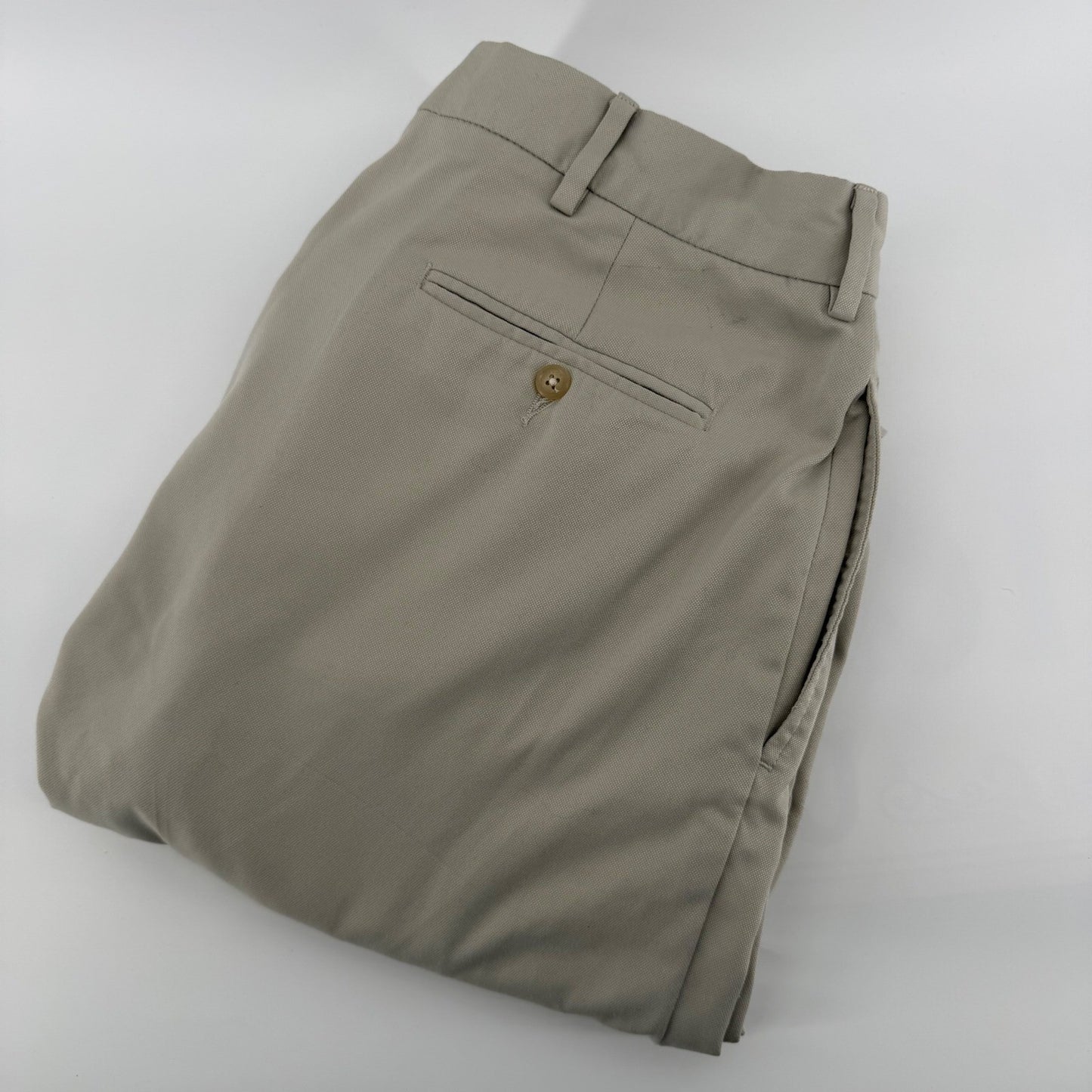 Polo Golf Ralph Lauren Pleated Khaki Trousers Relaxed Fit Cuffed 34x34 Tan
