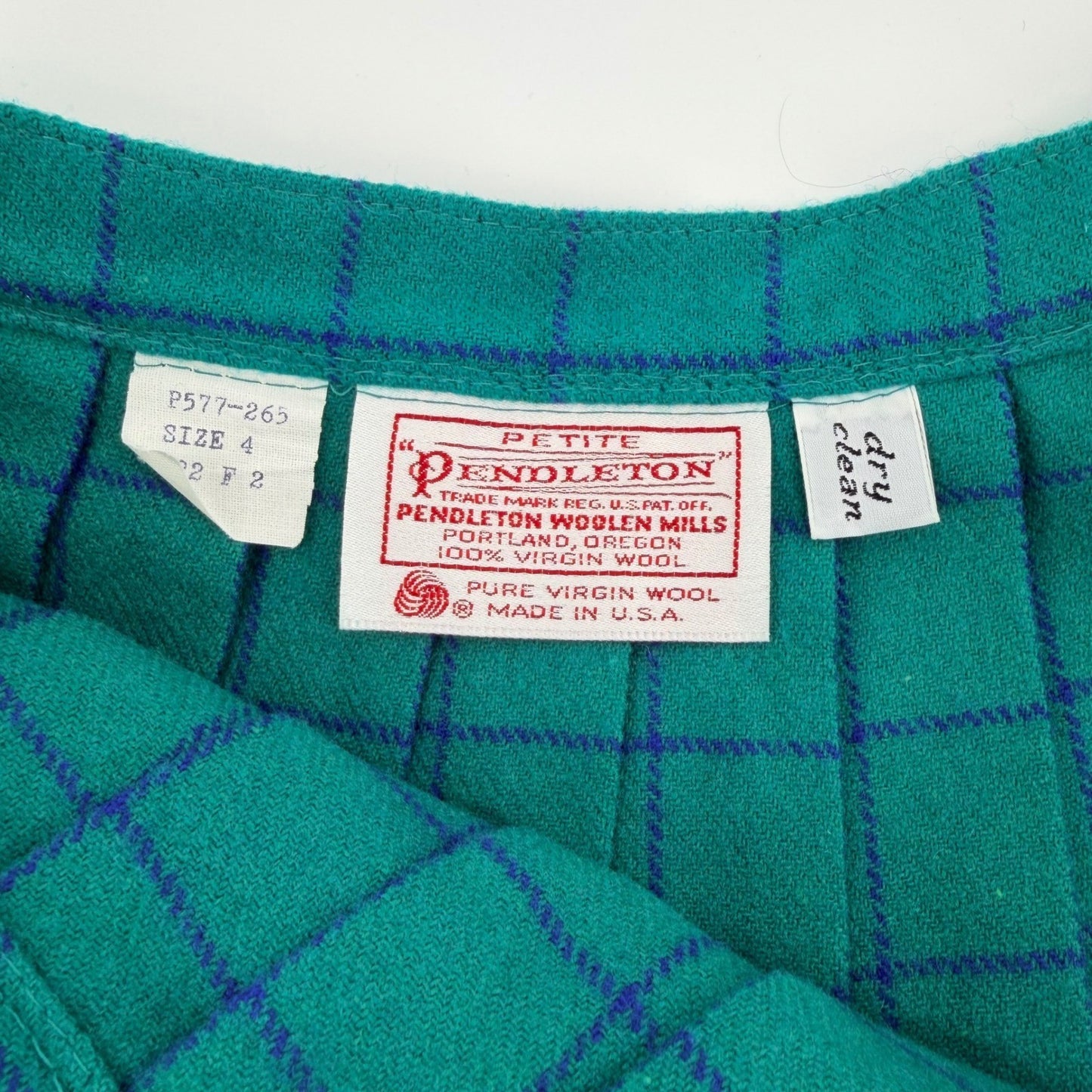Pendleton Vintage Wool Pleated Midi Skirt Plaid High Waist 4 Petite Teal Green
