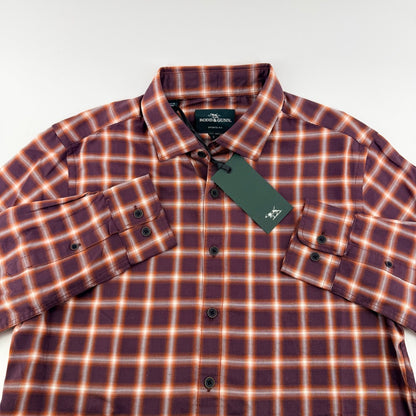 Rodd & Gunn Sports Fit Plaid Button Up Shirt Cotton Bordeaux Purple Small