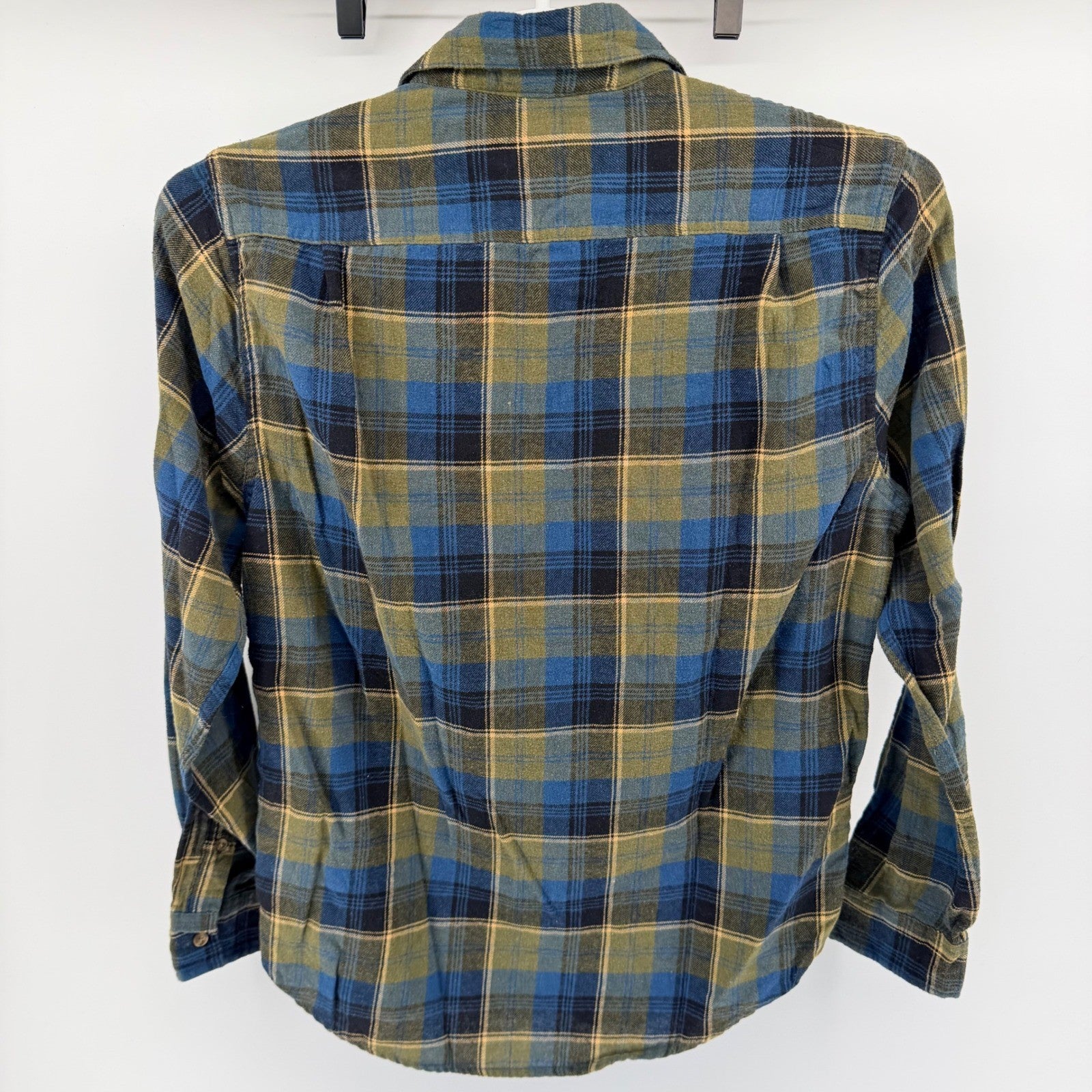 Lee Regular Fit Flannel Shirt Plaid Long Sleeve Workwear Casual Med Blue Olive