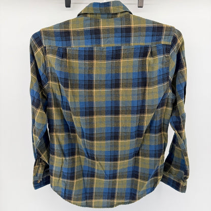 Lee Regular Fit Flannel Shirt Plaid Long Sleeve Workwear Casual Med Blue Olive