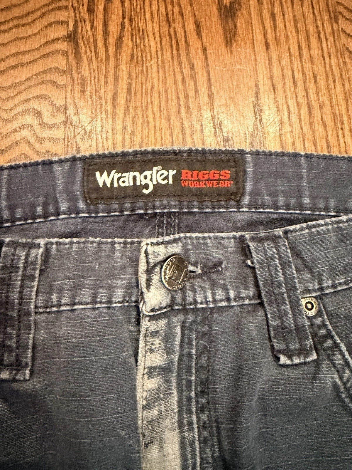 Wrangler Riggs Workwear Ripstop Pants 31x30 Blue Distressed Carpenter