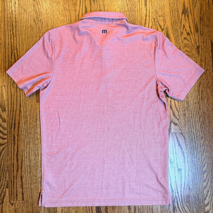 Travis Mathew Men's Pima Cotton Blend Stripe Polo Shirt Size M Pink Heather