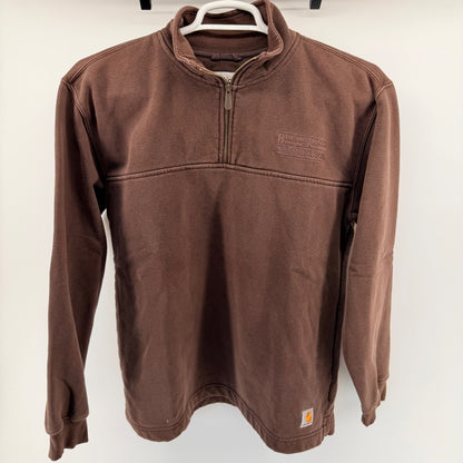Carhartt Quarter Zip Pullover Brown Sweatshirt Workwear Gorpcore Size M Brown
