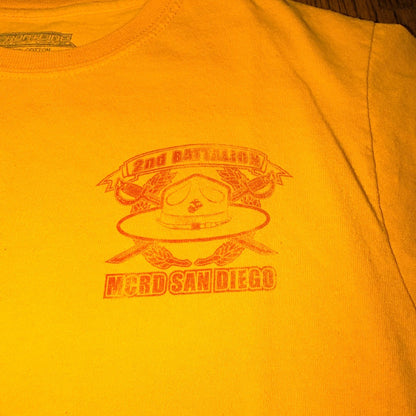 Frontline USMC 2nd Battalion Fox Company MCRD San Diego Shirt Small Yellow