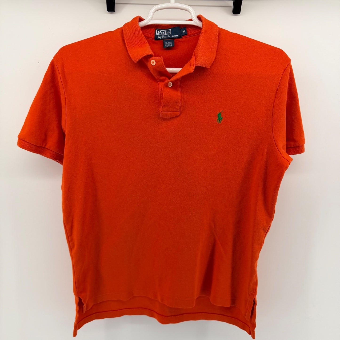 Polo Ralph Lauren Classic Fit Short Sleeve Polo Shirt Orange Green Pony Mens M