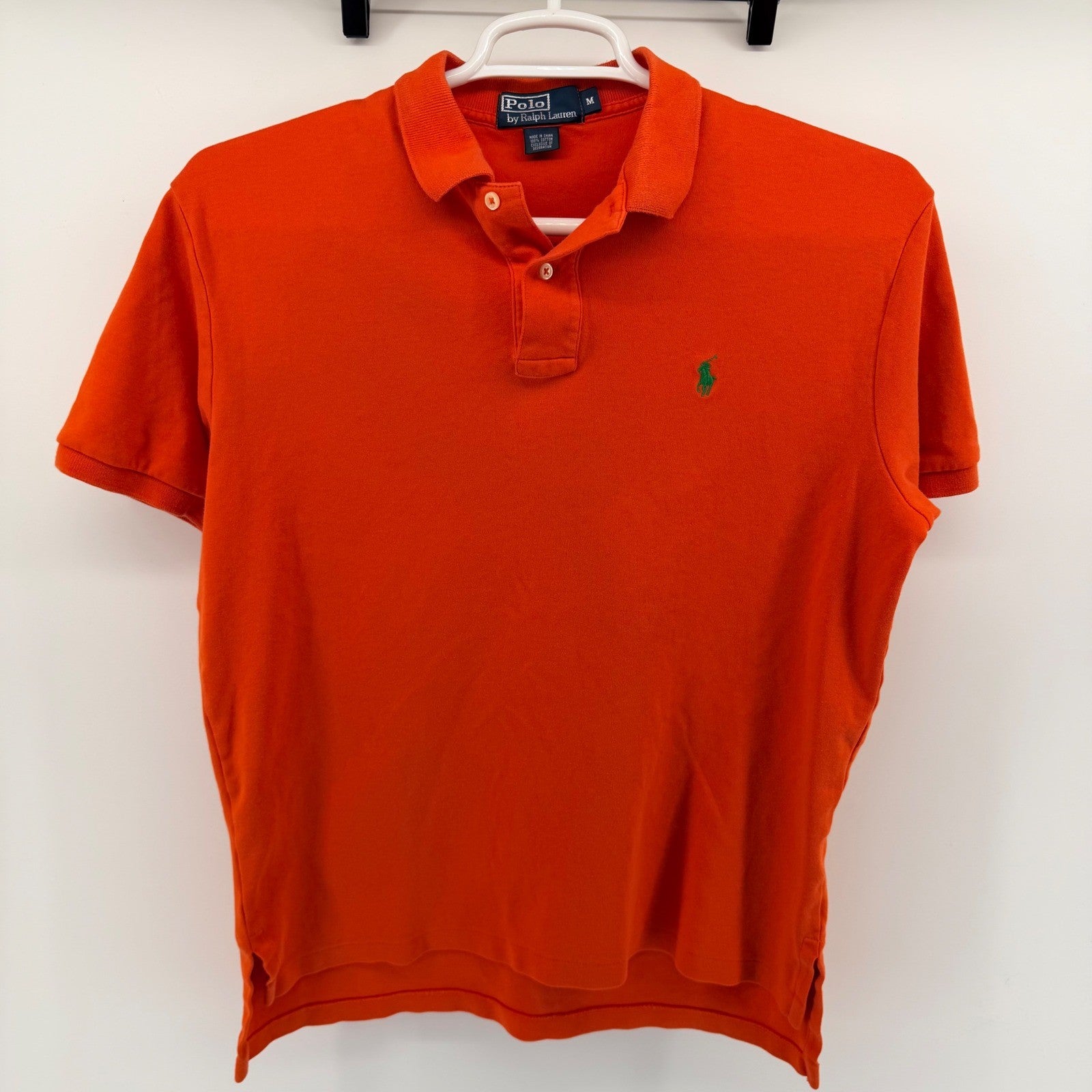 Polo Ralph Lauren Classic Fit Short Sleeve Polo Shirt Orange Green Pony Mens M