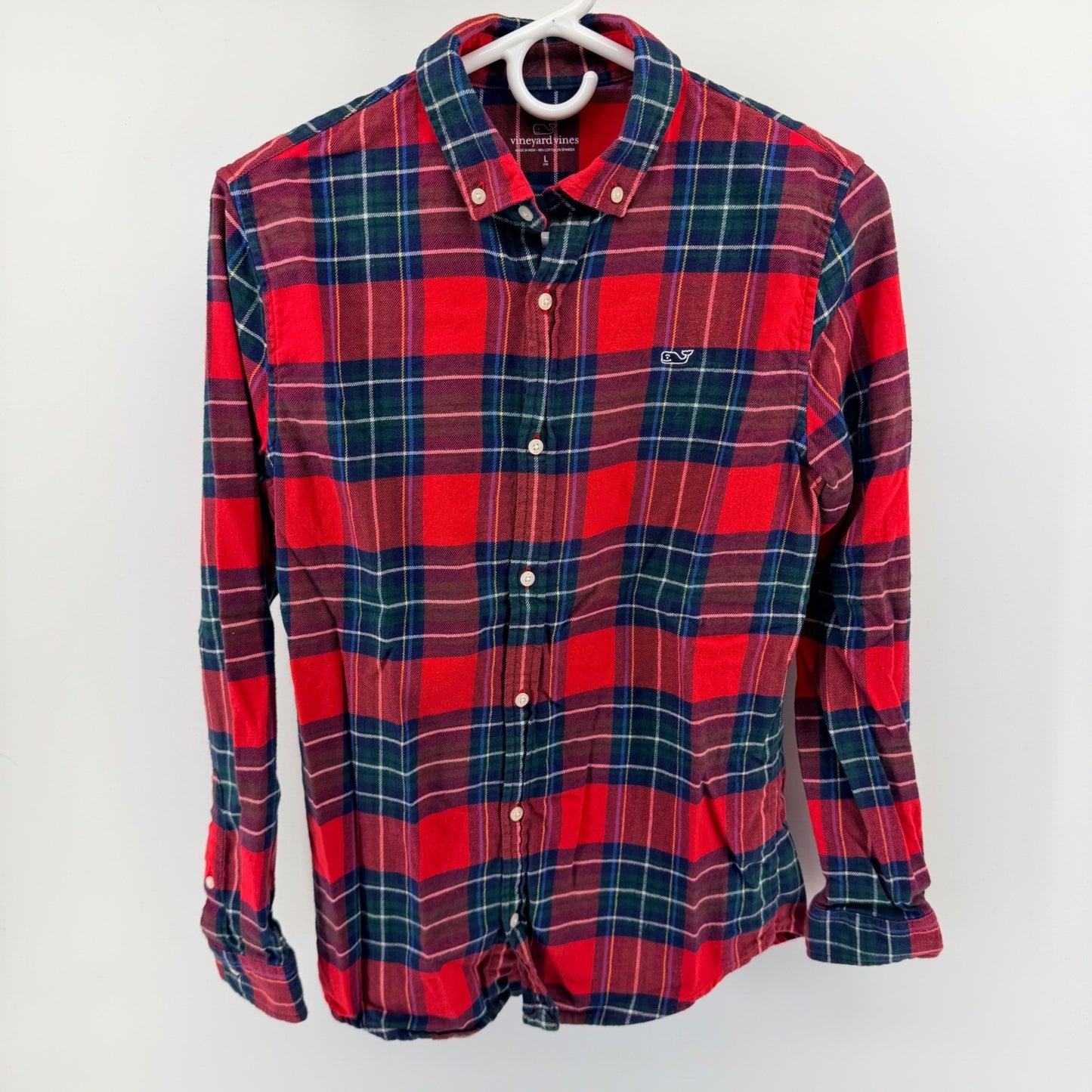 Vineyard Vines Plaid Button Down Shirt Red Green Holiday Tartan Large L