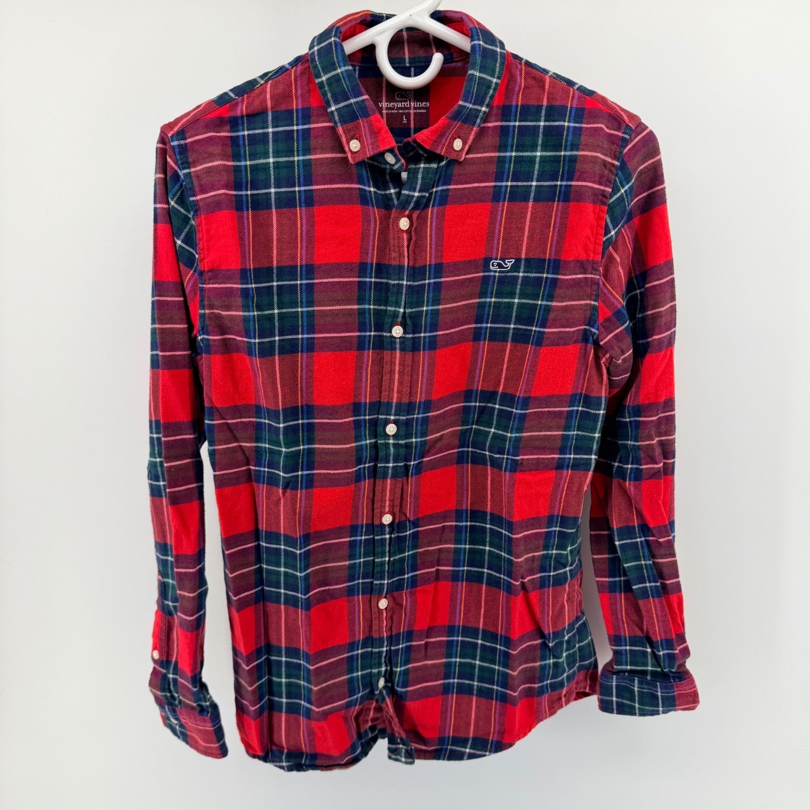 Vineyard Vines Plaid Button Down Shirt Red Green Holiday Tartan Large L