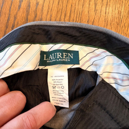 Lauren Ralph Lauren Dress Pants Mens 36x28 Hemmed Grey Flat Front Trousers
