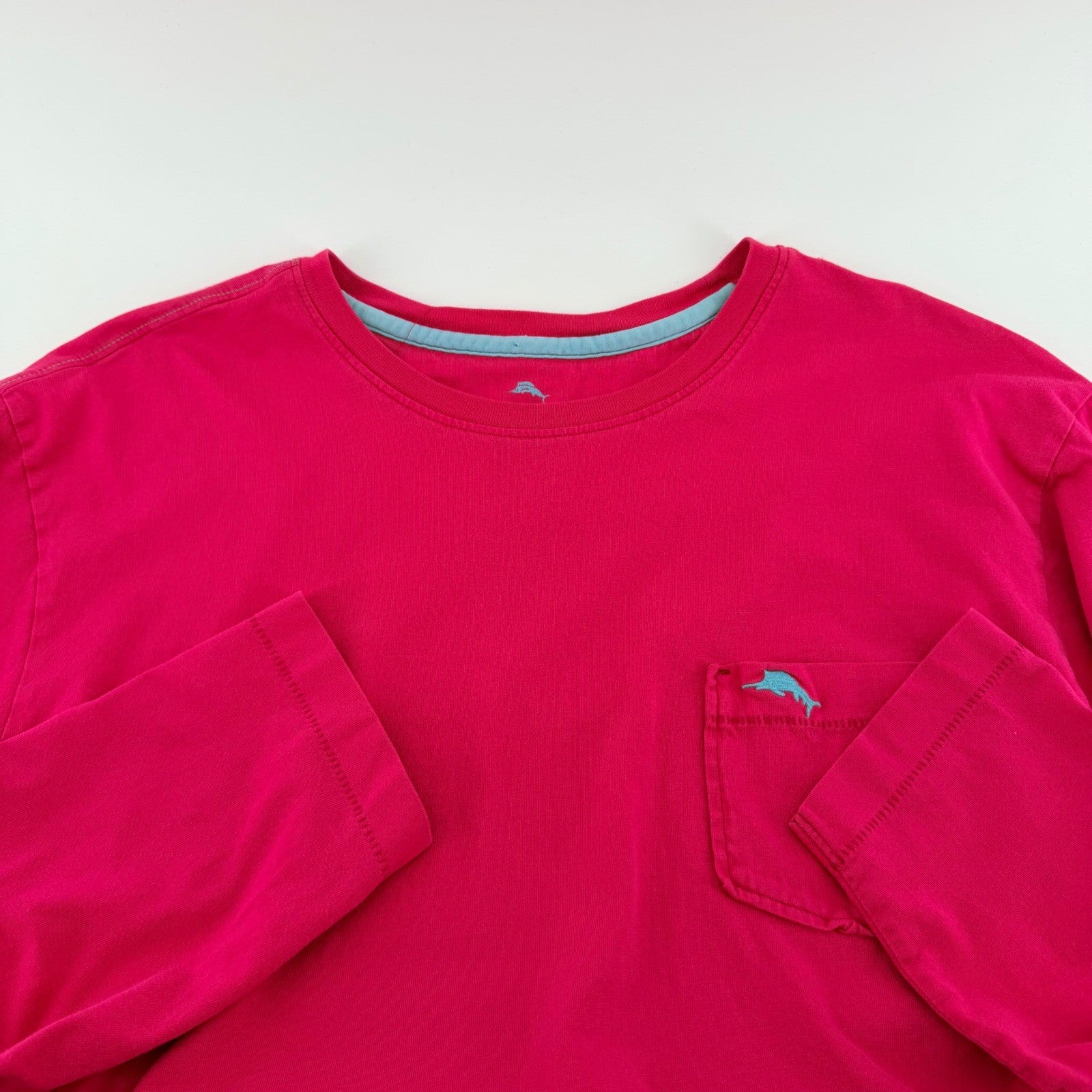 Tommy Bahama Pima Cotton Long Sleeve Pocket Tee Shirt Large Pink Resortwear