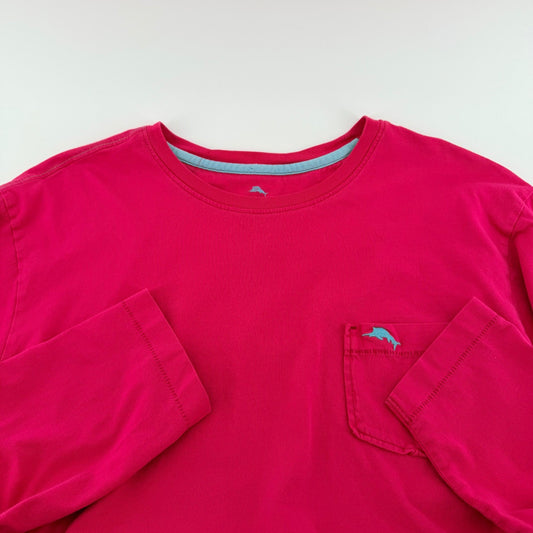 Tommy Bahama Pima Cotton Long Sleeve Pocket Tee Shirt Large Pink Resortwear