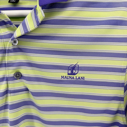 FootJoy Mauna Lani Striped Golf Polo Performance Shirt Small Green Purple Preppy