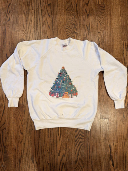 Vintage Oneita Light-Up Christmas Tree Sweatshirt M – 80s/90s Holiday Crewneck