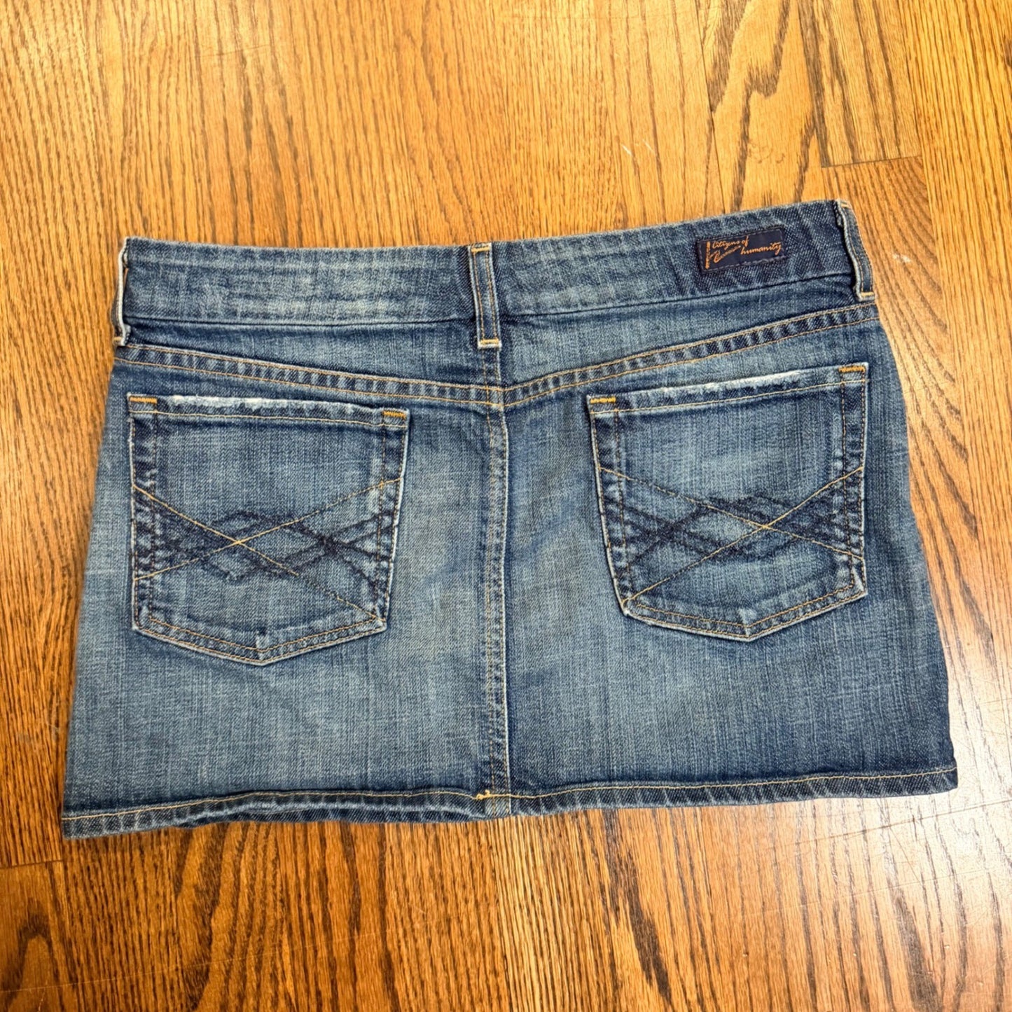 Citizens of Humanity Bridgitte 308 Denim Mini Skirt Low Rise Blue 28