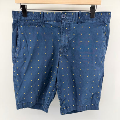 Original Penguin Chino Shorts Navy Blue Embroidered Micro Pattern 31 Mens Cotton
