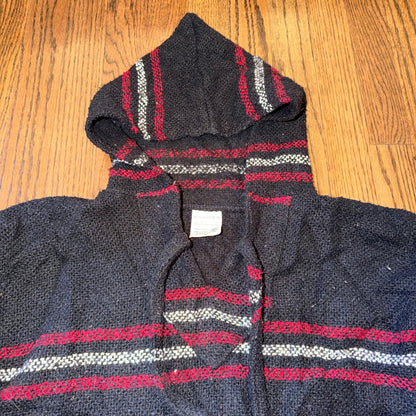 Megalopolis Baja Hoodie Mexican Jerga Striped Pullover Small Black Red Beach