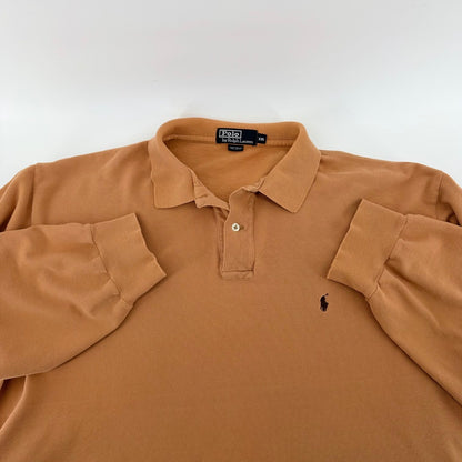Polo Ralph Lauren Long Sleeve Polo Shirt XXL Burnt Orange Pique Cotton Pony Logo