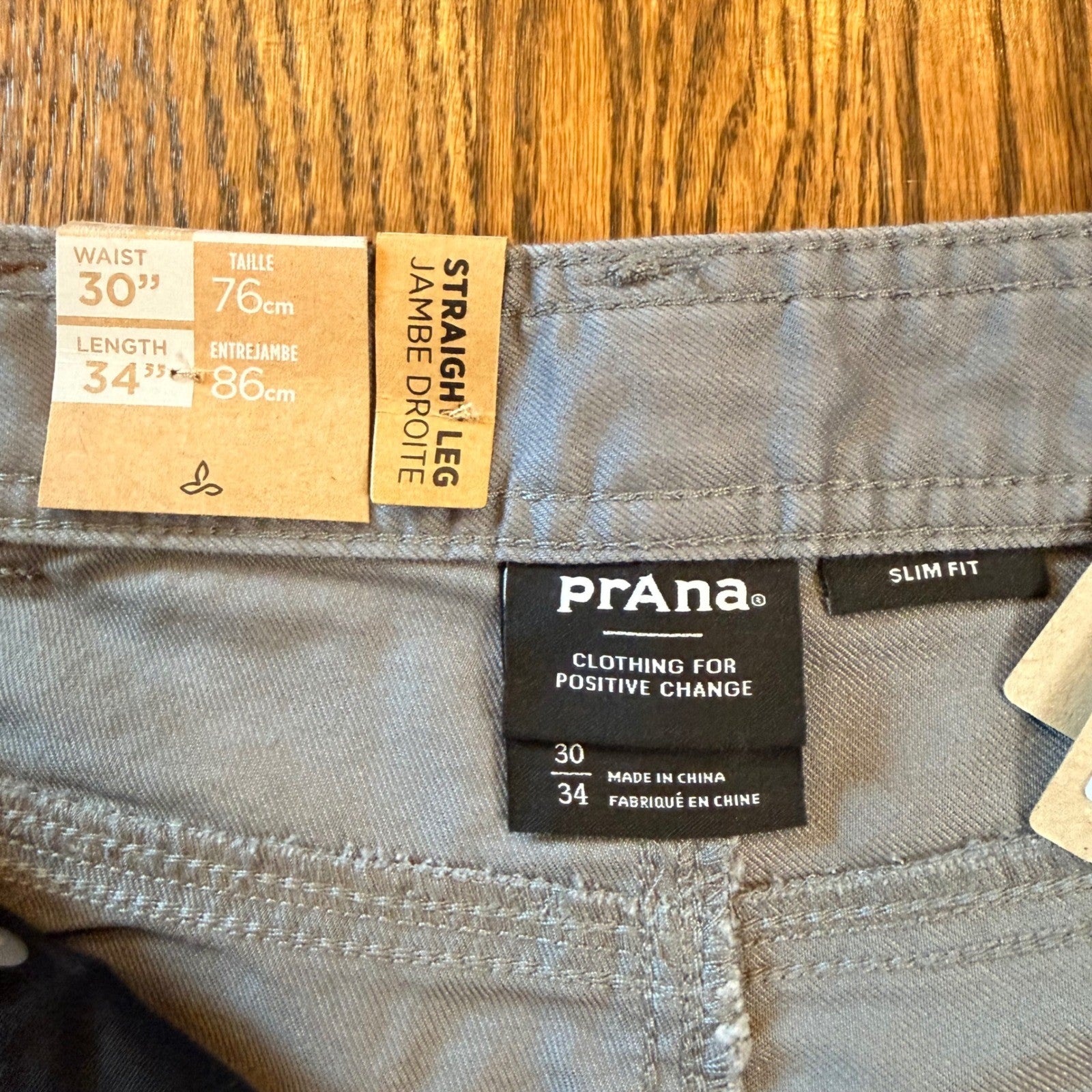 Prana Bridger Jean Slim Fit Straight Leg Stretch Denim 30x34 Gravel Grey NWT