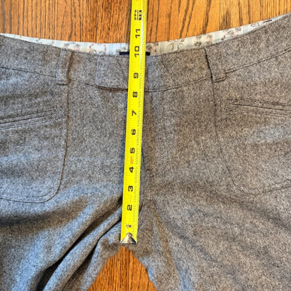 American Eagle Wool Blend Tweed Wide Leg Trousers Sz 14 Gray Herringbone Preppy