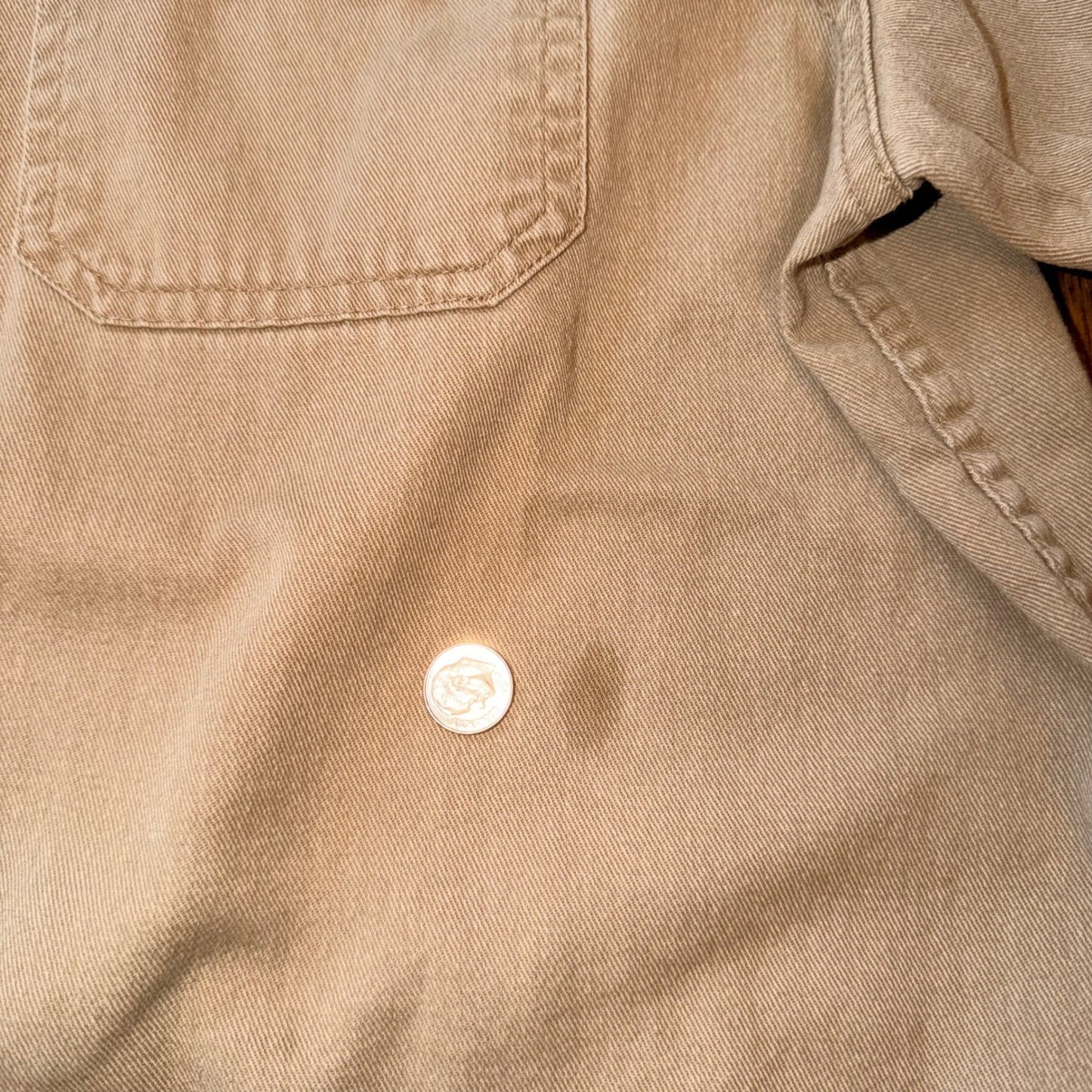 Wrangler Flex for Comfort Button Down Shirt Khaki Tan Large Mens Long Sleeve