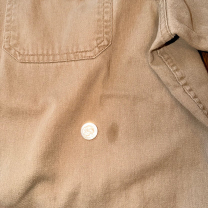 Wrangler Flex for Comfort Button Down Shirt Khaki Tan Large Mens Long Sleeve
