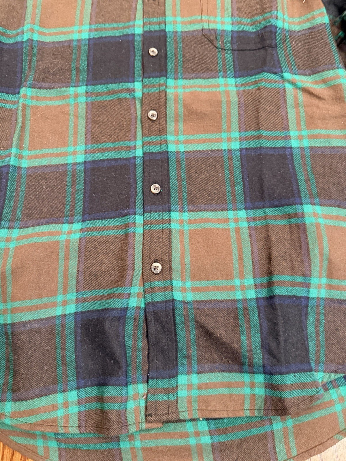 Natural Blue By Visitor Shirt Mens Green Brown Plaid Flannel Button Casual Top