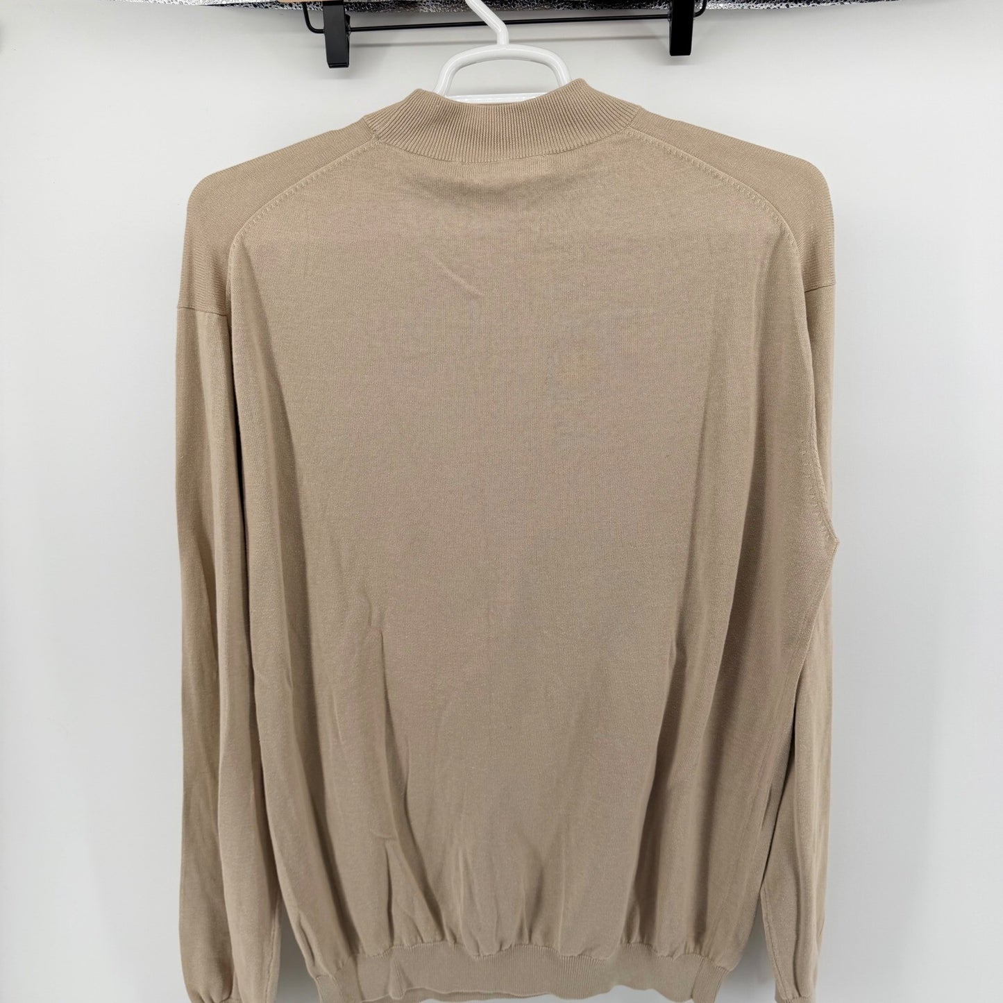 Pronto Uomo Silk Cotton Mock Neck Sweater Tall Knit Tan Beige 2XLT
