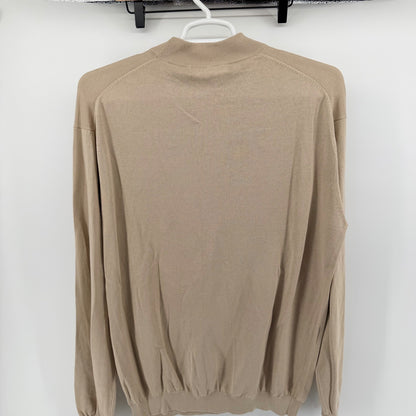 Pronto Uomo Silk Cotton Mock Neck Sweater Tall Knit Tan Beige 2XLT