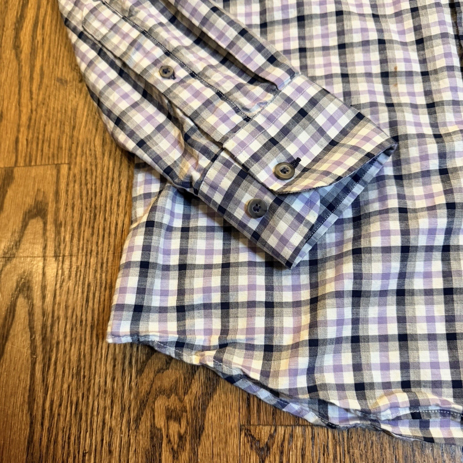 UNTUCKit Cecio Slim Fit Plaid Button Down Shirt Medium Purple Navy