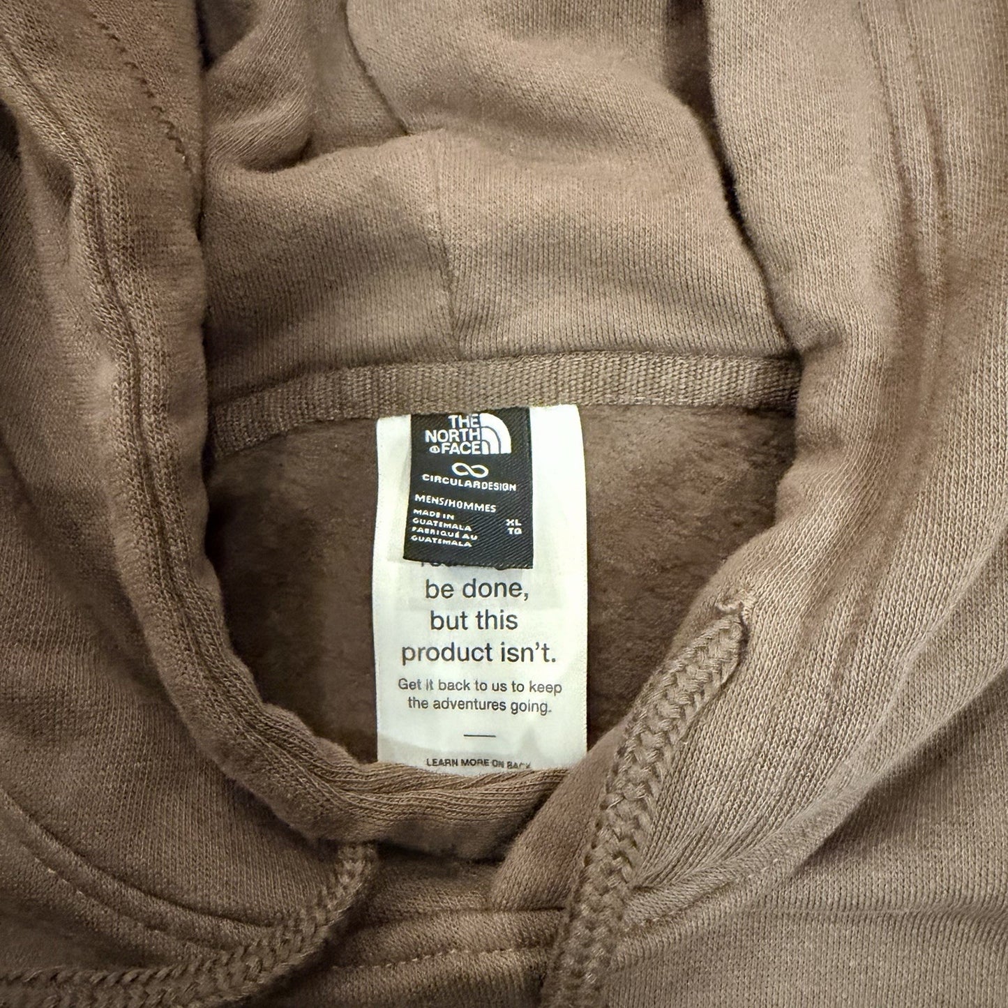 The North Face Circular Design Hoodie Fleece Sweatshirt XL Brown
