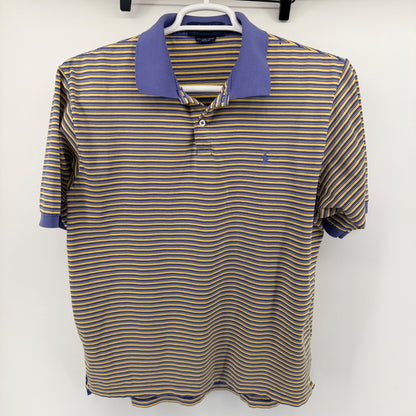 Polo Golf Ralph Lauren Striped Pima Cotton Polo Shirt Large Purple Yellow Mens