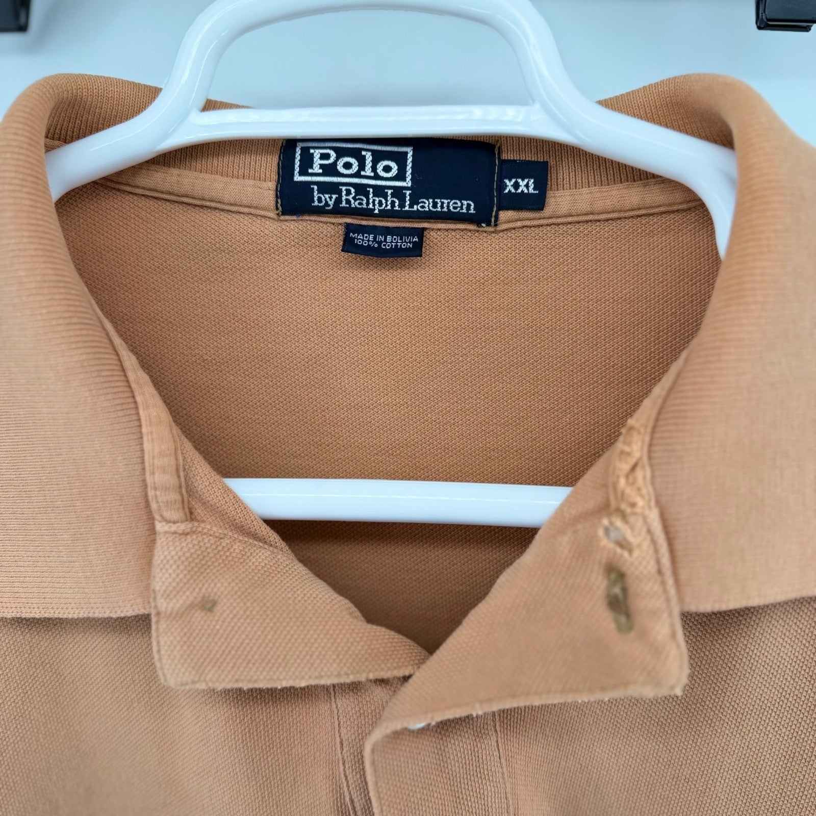 Polo Ralph Lauren Long Sleeve Polo Shirt XXL Burnt Orange Pique Cotton Pony Logo