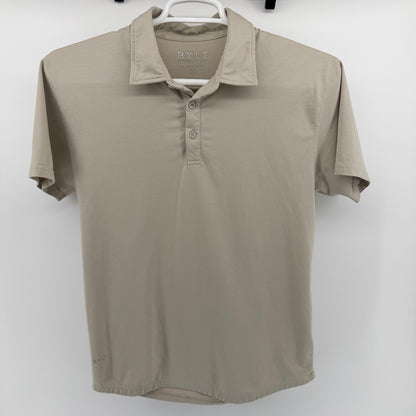 BYLT Premium Basics Signature Polo Shirt Tan Khaki Stretch Athletic Fit Medium