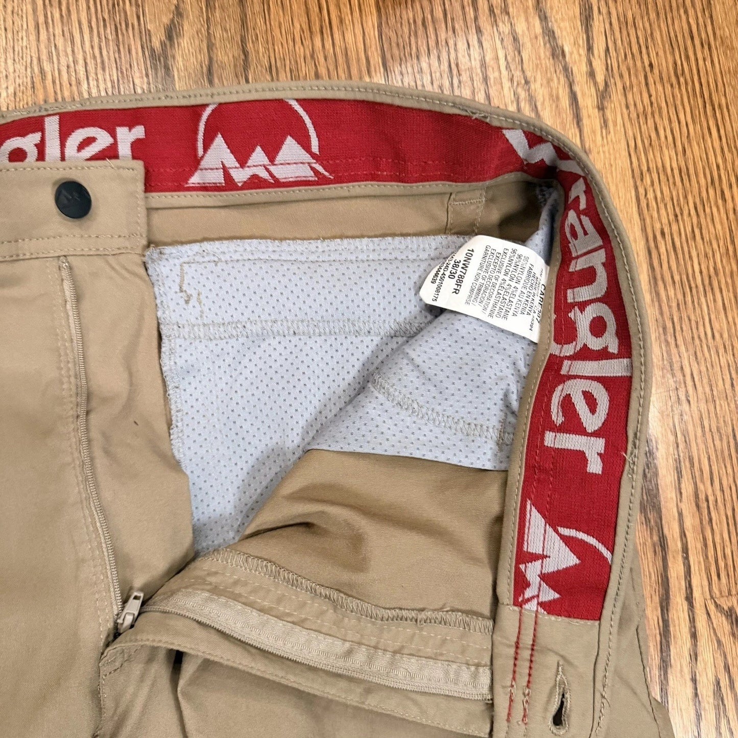 Wrangler Pants Men's 38x30 Tan Flex Waist Cargo Hiking Straight 10NW788FR
