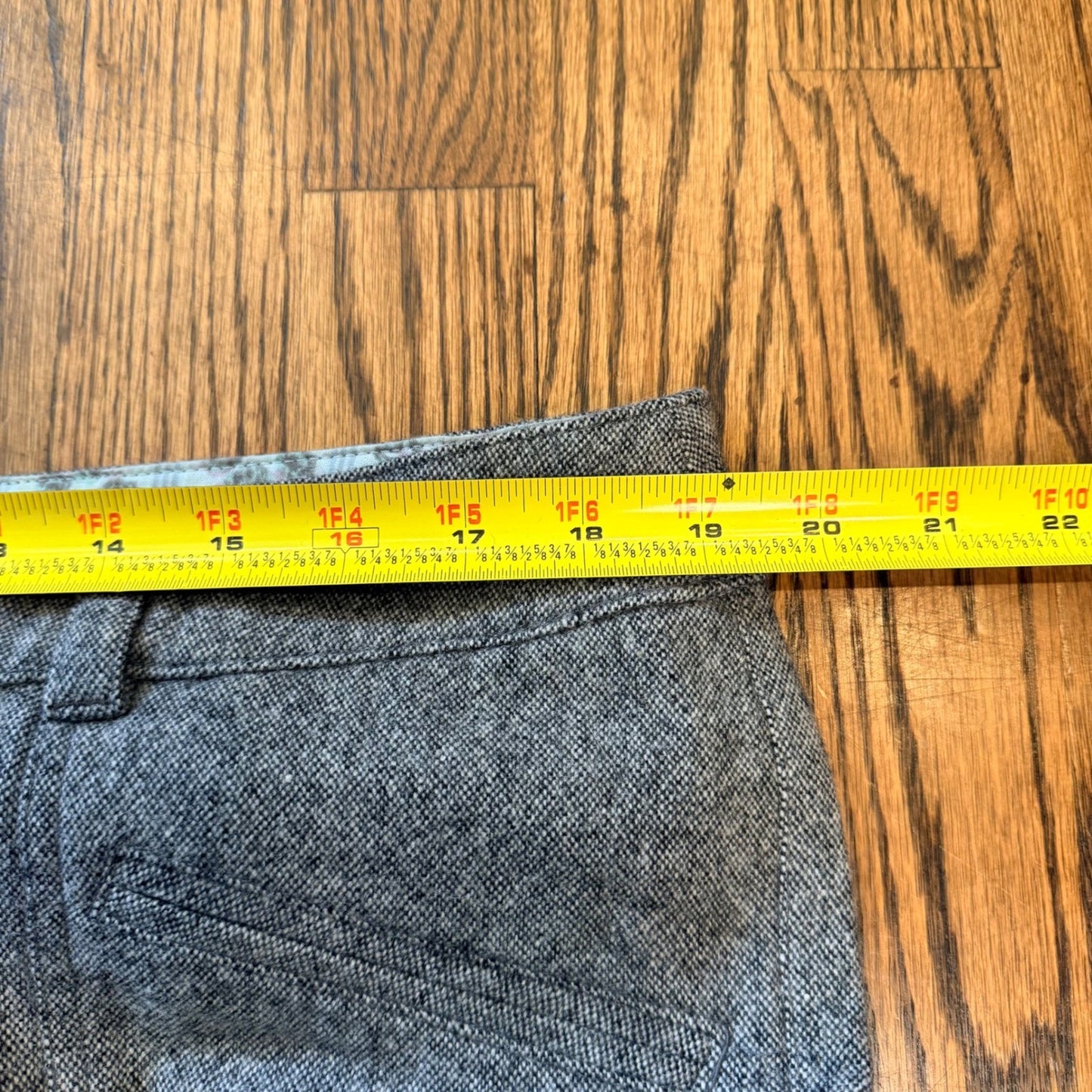 American Eagle Wool Blend Tweed Wide Leg Trousers Sz 14 Gray Herringbone Preppy