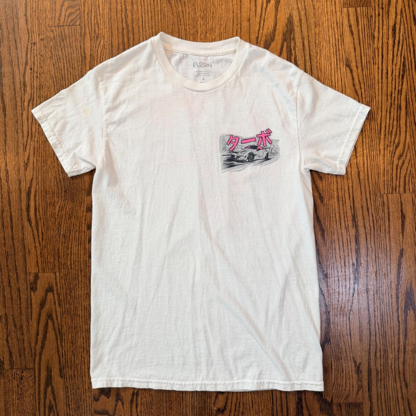 Eldon JDM Drift Graphic T-Shirt Japanese Car Culture Racing White Size S