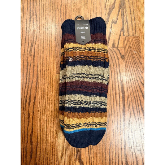 Stance Toasted Slipper Socks Cable Knit Heavy Cushion Medium Burgundy Navy