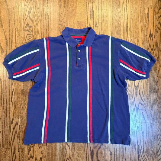 Catalina Striped Pique Polo Shirt Mens Large Navy Blue Red White Green Vintage