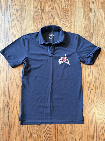 Vintage Jordan Nike Air Polo Shirt Embroidered Logo Black Men’s Small S Retro