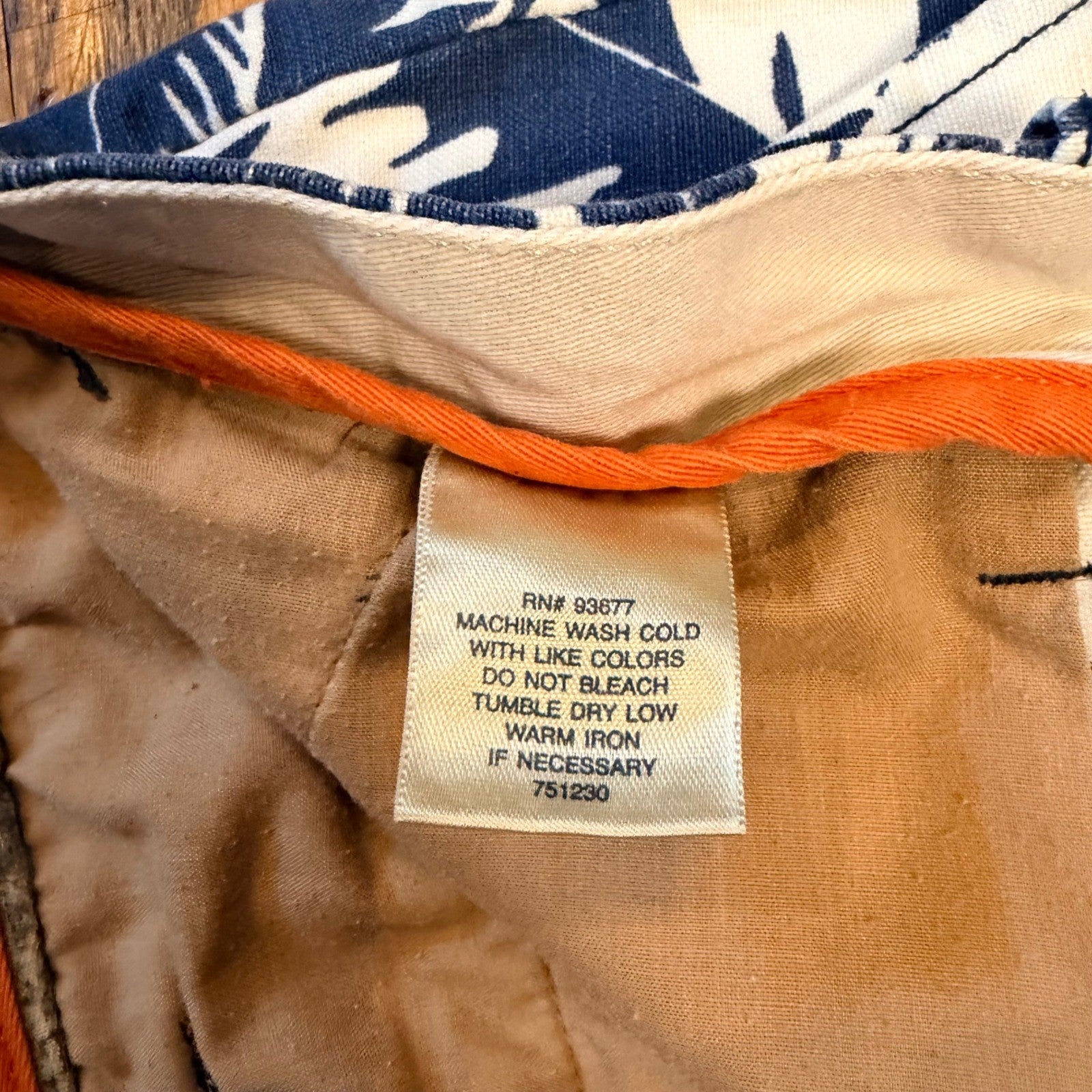 Island Shores Linen Blend Tropical Leaf Print Shorts Size 36 Blue White Aloha