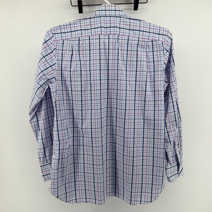 Bonobos Stretch Slim Fit Dress Shirt Plaid Check Purple Blue 16 x 34 Mens