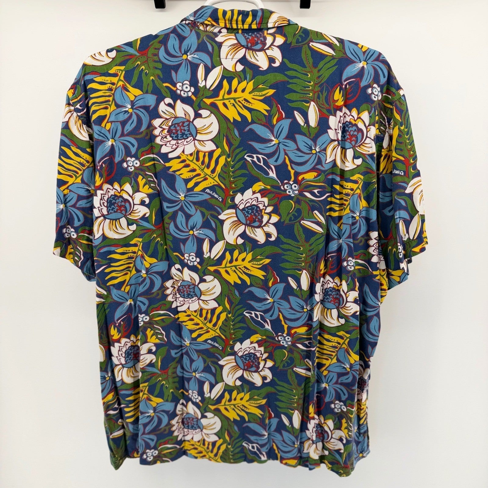Polo Jeans Co Ralph Lauren Vintage 90s Tropical Floral Rayon Shirt XXL Blue
