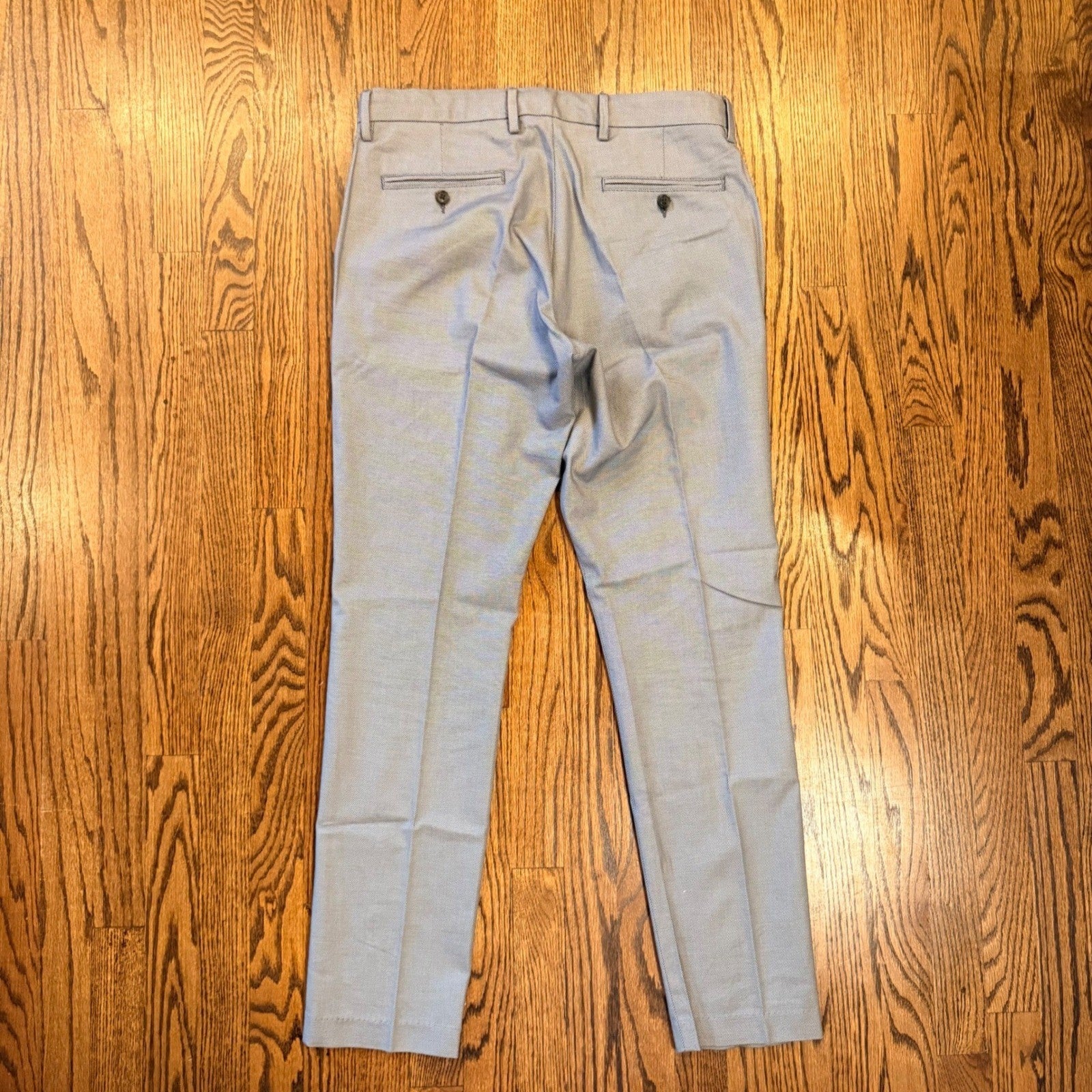 Nordstrom Mens Shop Athletic Fit Non-Iron Chino Pants 32W Blue Micro Pattern