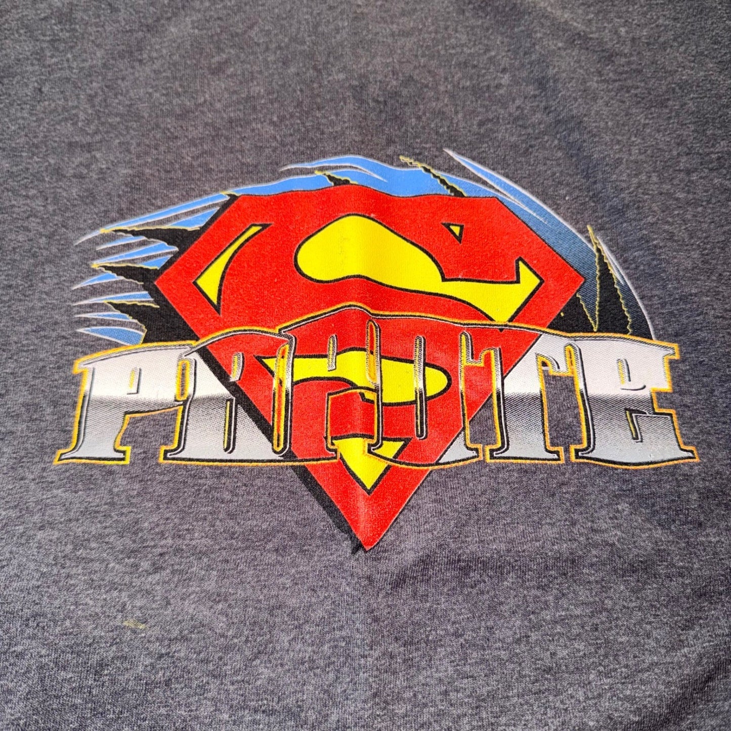Hanes Papote Drag Racing Mazda RX-7 Superman Graphic T-Shirt XL Gray