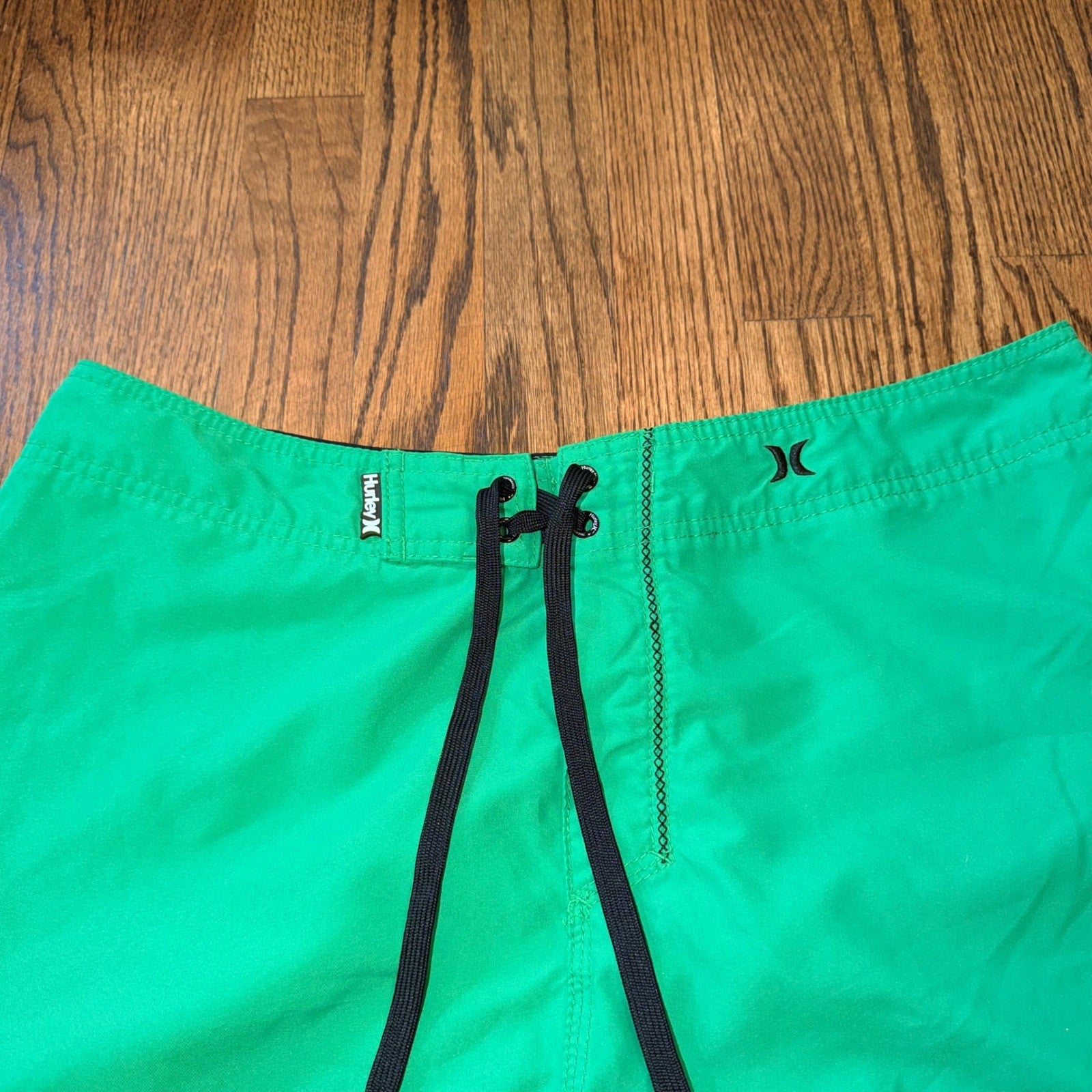 Hurley Board Shorts Mens Green Lace Up Cargo Pocket Swim Trunks 34 Green